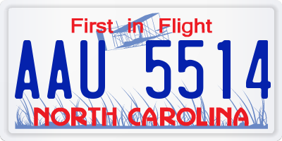 NC license plate AAU5514