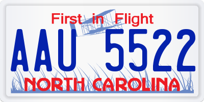 NC license plate AAU5522