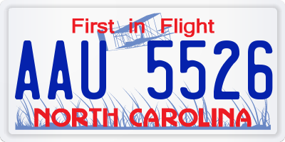 NC license plate AAU5526