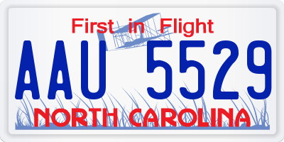 NC license plate AAU5529