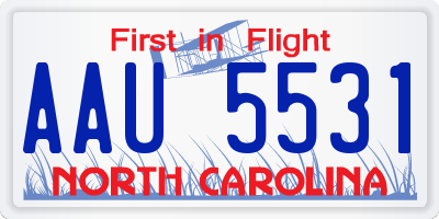 NC license plate AAU5531