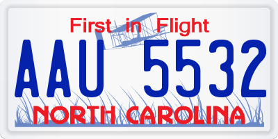 NC license plate AAU5532