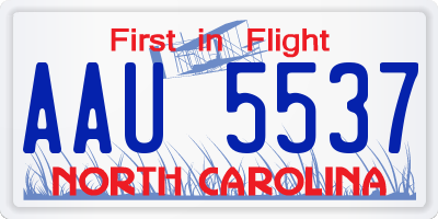 NC license plate AAU5537