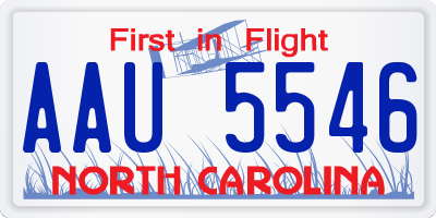 NC license plate AAU5546