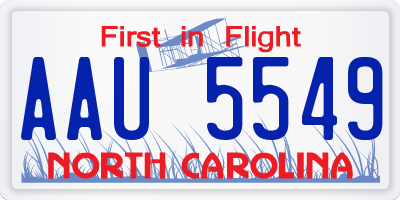 NC license plate AAU5549