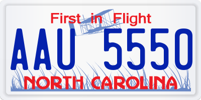 NC license plate AAU5550