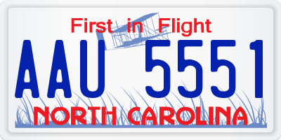 NC license plate AAU5551