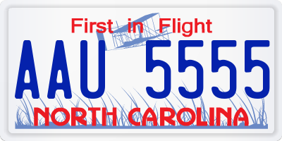 NC license plate AAU5555