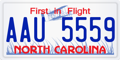 NC license plate AAU5559