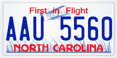 NC license plate AAU5560