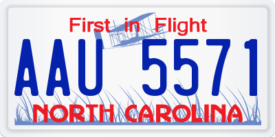 NC license plate AAU5571