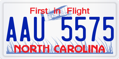 NC license plate AAU5575