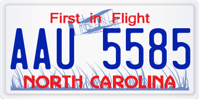 NC license plate AAU5585