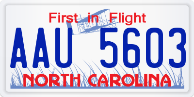 NC license plate AAU5603