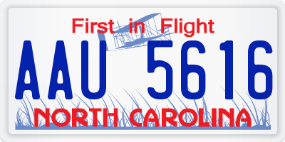 NC license plate AAU5616