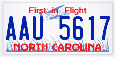 NC license plate AAU5617