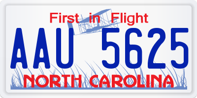 NC license plate AAU5625