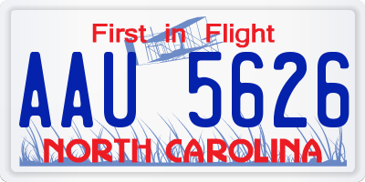 NC license plate AAU5626