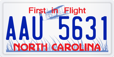NC license plate AAU5631