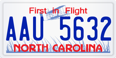 NC license plate AAU5632