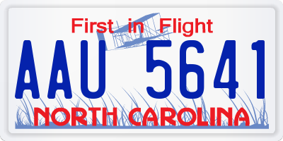 NC license plate AAU5641