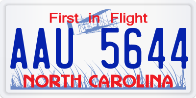 NC license plate AAU5644