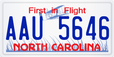 NC license plate AAU5646