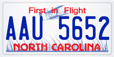 NC license plate AAU5652