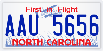 NC license plate AAU5656