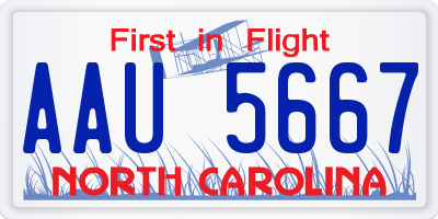 NC license plate AAU5667