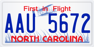 NC license plate AAU5672