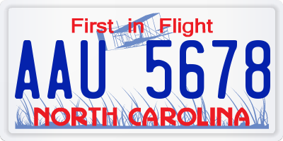 NC license plate AAU5678