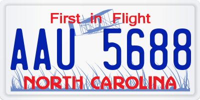 NC license plate AAU5688