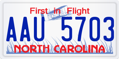 NC license plate AAU5703