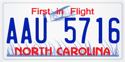 NC license plate AAU5716