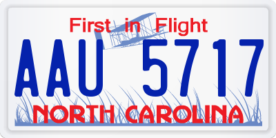 NC license plate AAU5717