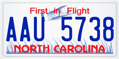 NC license plate AAU5738