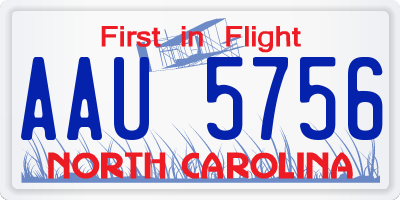 NC license plate AAU5756