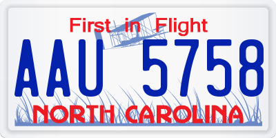 NC license plate AAU5758