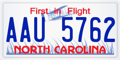 NC license plate AAU5762