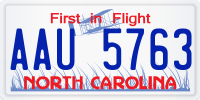 NC license plate AAU5763