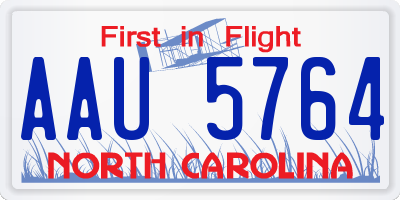 NC license plate AAU5764