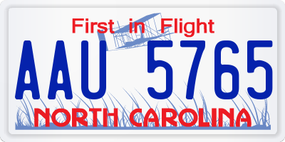 NC license plate AAU5765