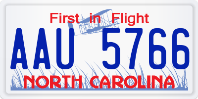 NC license plate AAU5766