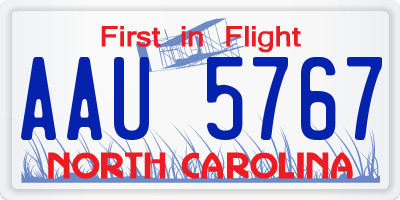 NC license plate AAU5767