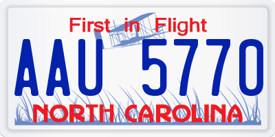NC license plate AAU5770