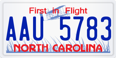 NC license plate AAU5783