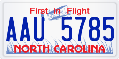 NC license plate AAU5785