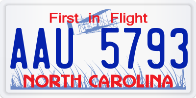 NC license plate AAU5793