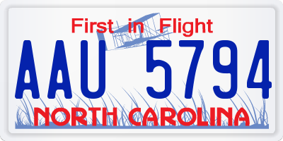 NC license plate AAU5794